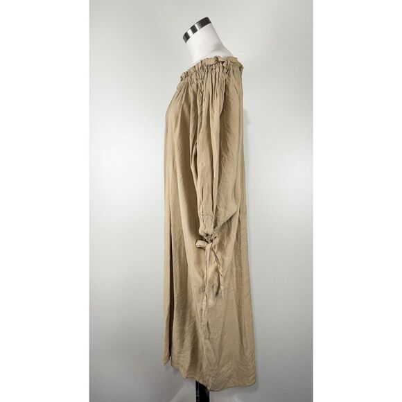 Julia Allert Oversized Lagenlook Sz XL Minimalist Cotton Maxi Dress Boxy Khaki - Picture 3 of 6